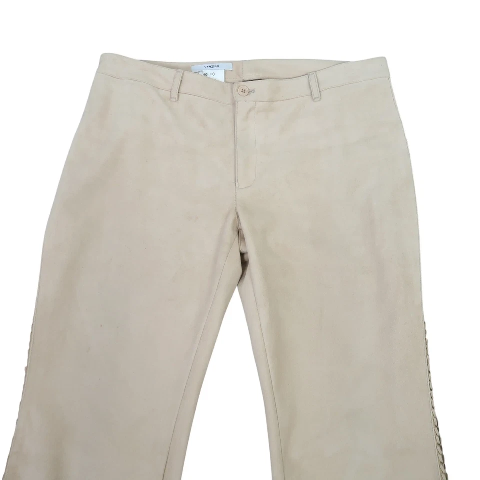 Pantalones acampanados Vertigo Paris bronceados imitación gamuza tiro bajo corte boot EE. UU. 8 Foto 2 de 4