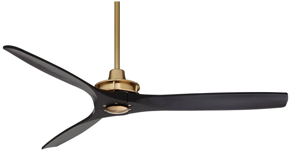 52" Windspun Soft Brass and Matte Black Ceiling Fan with Remote - Image 2 of 4