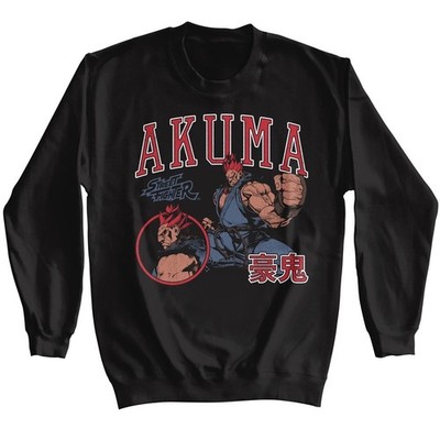 STREET FIGHTER Mens Sweatshirt AKUMA VARSITY Long Sleeve New Licensed Black Top