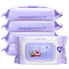 400-CT Flushable Wipes for Women - Gentle on Sensitive Skin Plant Based