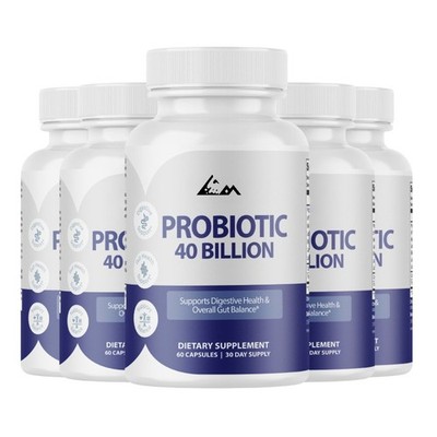 Probiotic 40 Billion CFU for Digestive and Gut Health Balance - 5 Bottles