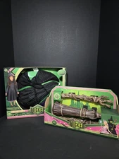 Wicked Elphaba Black Defying Gravity Dress Up Set And Broom Halloween 