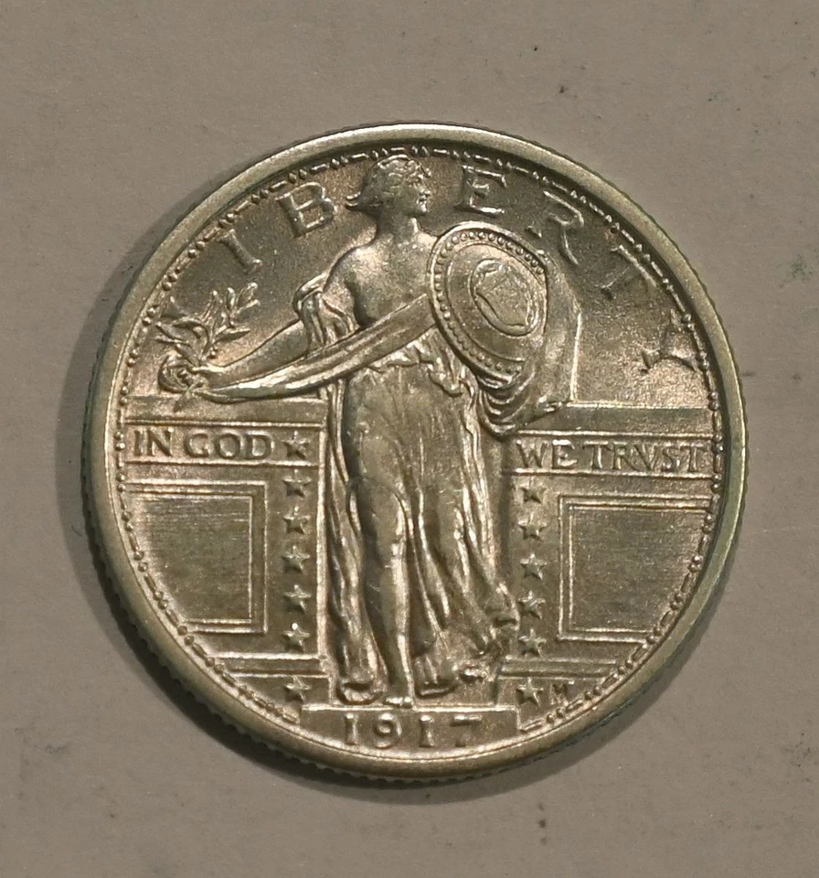Cuarto de Plata Libertad Permanente Tipo 1 1917 --- ¡¡Bonita moneda de alta calidad!!! Foto 4 de 4