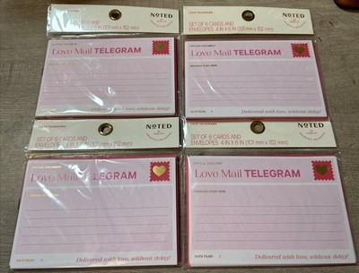 Noted by Post-it Love Telegrams Cards & Envelopes 4 Packs (24 Cards Total)  NEW