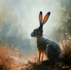 HARE PORTRAIT ORIGINAL WILDLIFE FINE ART PAINTING 30 x 30 cm by JOHN SILVER BA