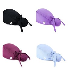 Scrub Cap Adult Adjustable Ponytail Holder Buttons Bouffant Work Head Cover