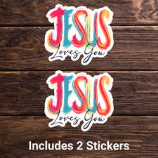 Jesus Loves You Religion Sticker Laptop, Water Bottle, Notebook 3" x 2.6"