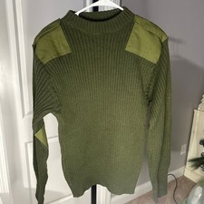 DSCP US Military Issue Wool Commando Sweater Olive Drab Green Ribbed Knit Servic
