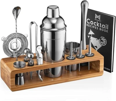 Modern Mixology Cocktail Shaker Set 23 pc Professional Bartender Kit Gift Box