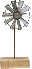 CWI Gifts Simple Windmill Table Sitter - 9 inch Galvanized 9in, Multicolor 