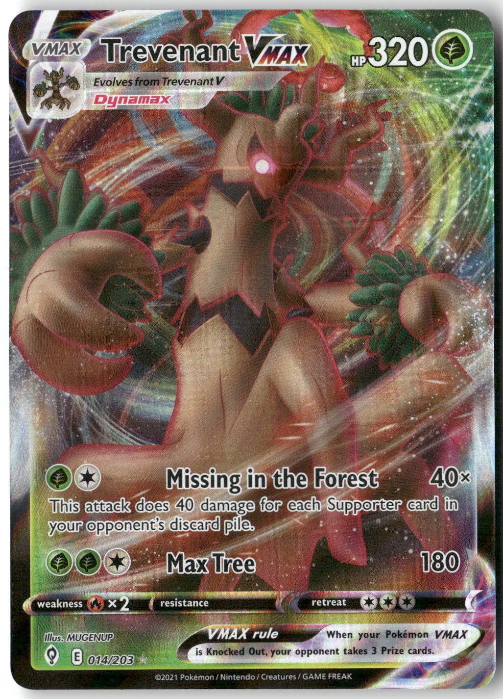 Trevenant VMAX, Pokémon SWSH07: Evolving Skies Ultra Rare, 014/203 NM