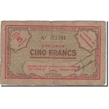 [#802773] Banknote, Algeria, 5 Francs, 1943, 1943, VF
