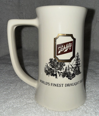 Schlitz 6 Inch beer mug Worlds finest draught beer Harbor Ship Scene