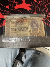 WW1 Era Large AUSTIRA HUNGARY 10000 Kronen Banknote 1902 1919 WWI Currency Note
