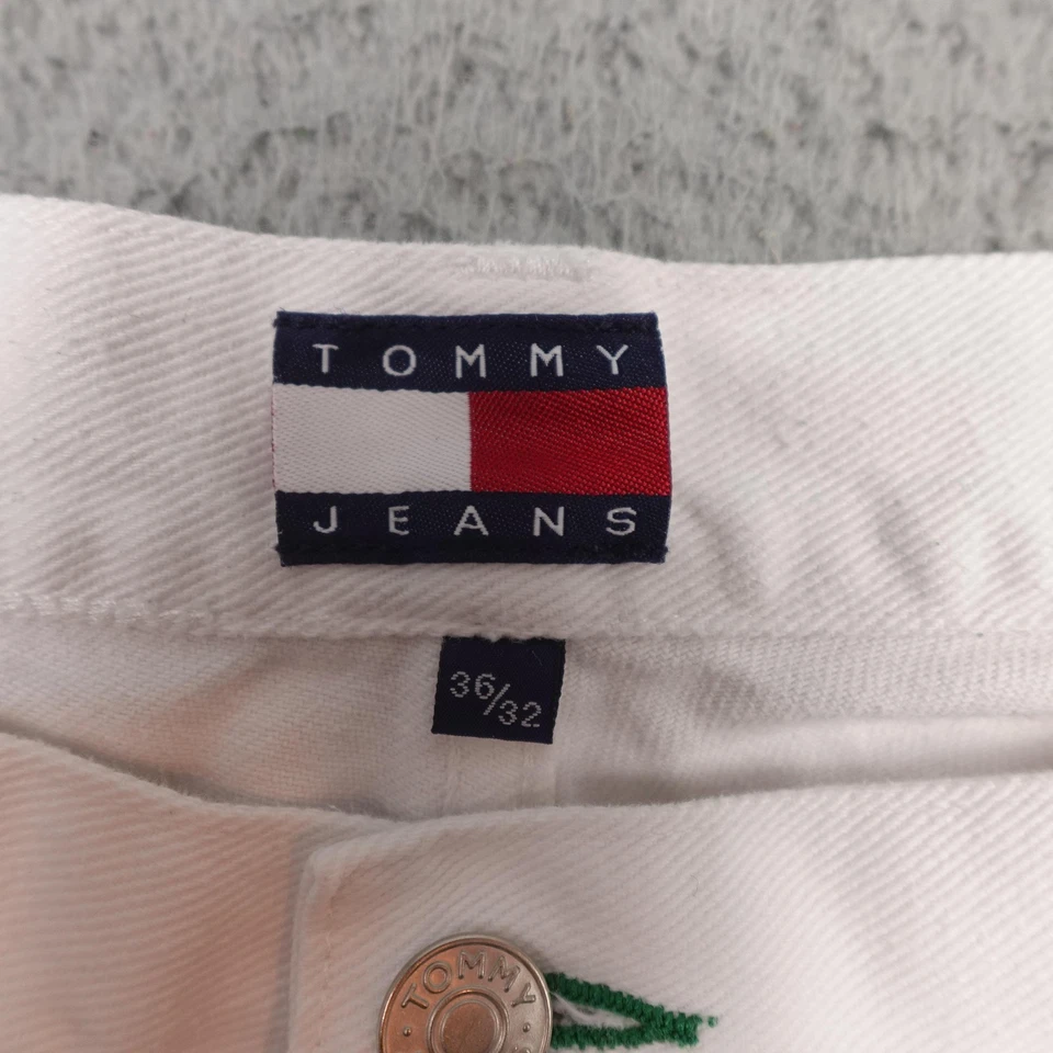 Vintage Tommy Hilfiger Jeans Mens 36x32 (Fits 32x30) White Denim Baggy 90s Y2K - Image 3 of 4