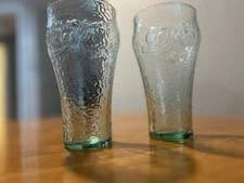Vintage Coca-Cola Green Bubble Glasses Set of 3| 16 oz Raised Logo | Coke