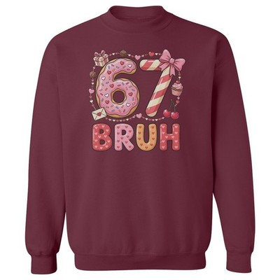 67 Bruh Six Seven Cookie - 6-7 Meme Valentines Day Unisex Crewneck Sweatshirt