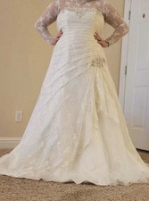 20w David's Bridal Ivory Lace Wedding Dress 9yp3344 Corset Lace