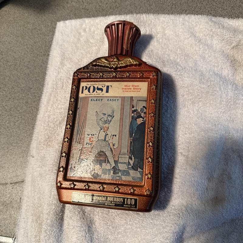 Bicentennial Ceramic Bourbon Decanter, Rockwell Post Elect Casey (Empty)