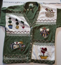 The Quacker Factory 1x Vintage Ramie Cotton Blend Cottage Core Cardigan Angels