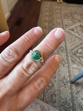 Wire Wrapped Size 6 Ring with green stone