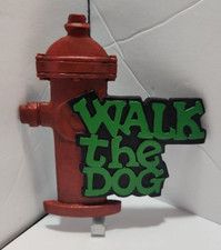 "Walk The Dog" Dog Leash/Keys/Trinkets Holder Wall Plaque Red Hydrant NIB