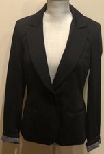 New WHBM White House Black Market Black Long Sleeve Everyday Knit Blazer Size 4