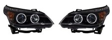 BLACK ANGEL EYE HEADLIGHTS TO FIT BMW 5 SERIES E60 E61 2003-2007