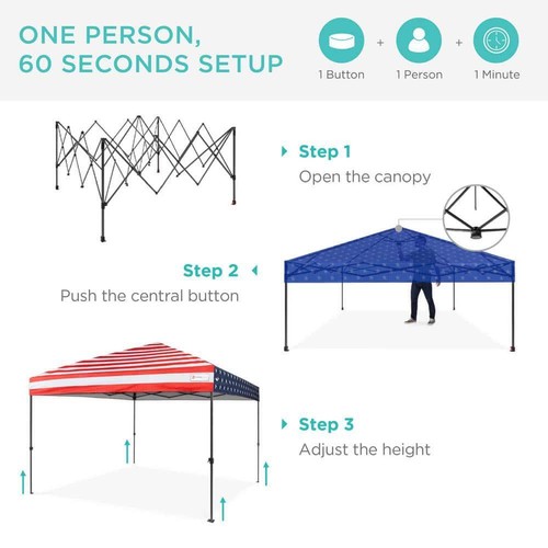 Best Choice Products Portable Pop Up Canopy Tent 10'x10' 1-Button Push + Case - Bild 2 von 8