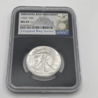 1943 50C NGC Walking Liberty Original Bag Fragment MS64