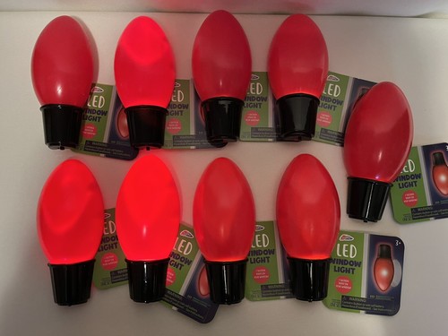 9 Flashing LED Window Light Red Bulb w/Suction Cup Christmas Holiday Light - Picture 3 of 4