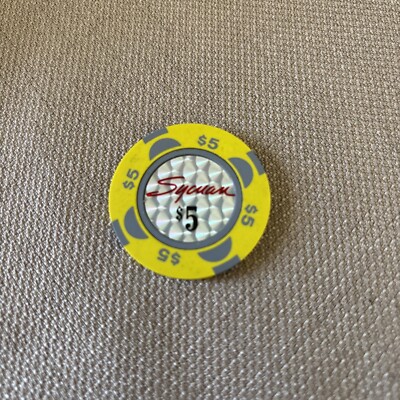 Sycuan Casino El Cajon California 5 Dollar Yellow Gaming Chip as pictured