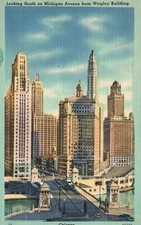 Michigan Avenue From Wrigley Building Looking South Chicago Illinois Postcard