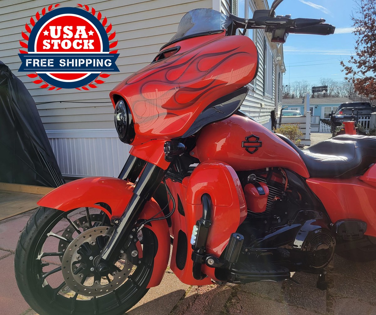 あーる　　0118 Laguna Orange ABS Chin Spoiler Fits 17+ M8 Harley Touring