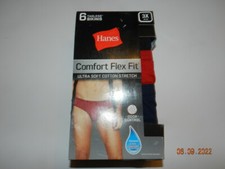 Hanes Comfort Flex Fit Ultra Soft Cotton Stretch 6 tagless bikinis 3X