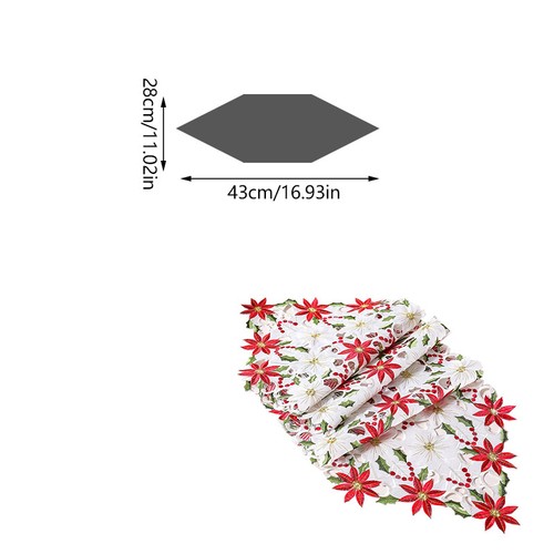 Christmas Table Runners Embroidery Placemat Polyester Tablecloth Party Decor - Picture 3 of 23