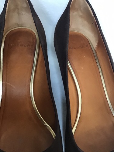 givenchy Shoe Dark Brown Suede Pointed Toe Kitten Heel Pumps Size 36 1/2 - Picture 3 of 12