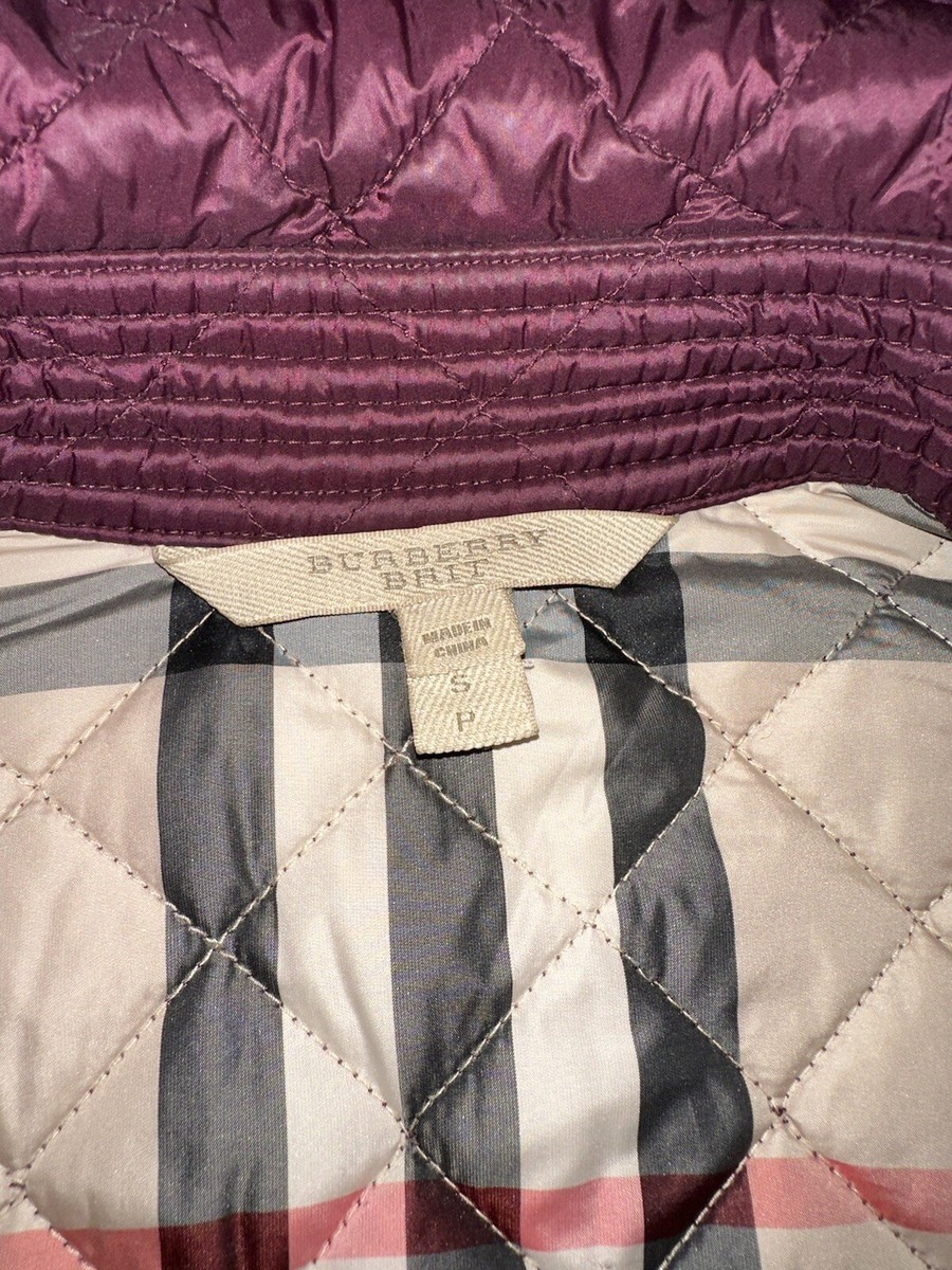 Burberry Brit Quilted Jacket Sz S Purple Burgundy Nova Check Burberry Brit Quilted Jacket Sz S Purple Burgundy Nova Check