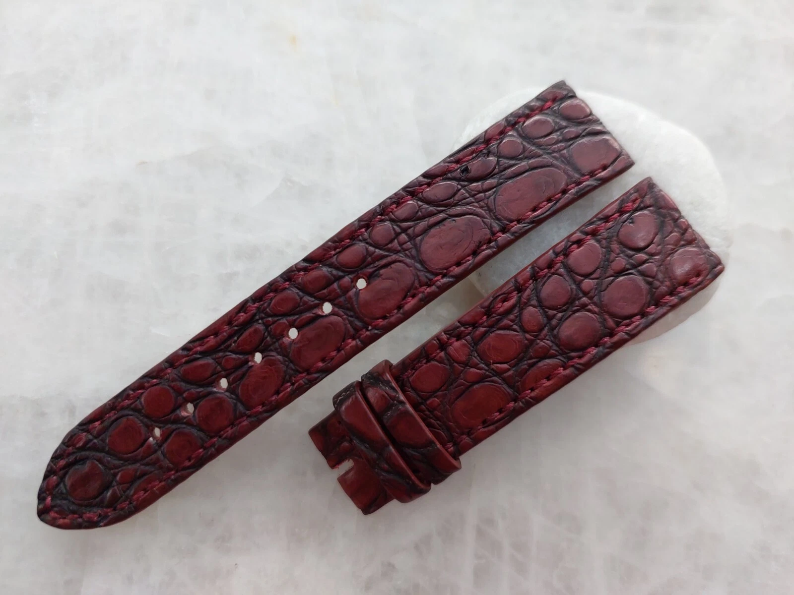 20mm/18mm Brown Alligator Crocodile Print Leather Watch Strap Band