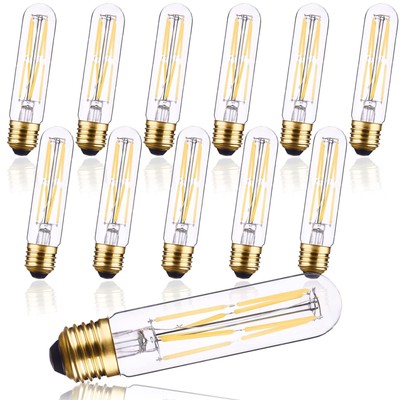 Candelabra Led Light Bulbs T10 Tubular Edison LED Filament Bulb 8W E26 Daylig...