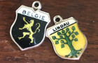 Vintage Belgie & Lindau 835 Silver Enamel Travel Shield Bracelet Charm Lot — photo 4