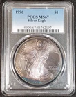1996 $1 PCGS MS67 Silver American Eagle Blue Toning 9900.67/46762197