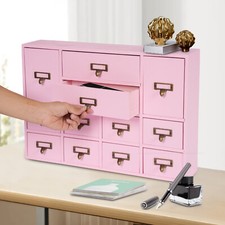 12 Drawers Wooden Desktop Organizer Home Storage Case Cosmetic Dresser Box new
