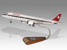Airbus A321 Swissair Desk Wood Airplane New Model Small Scale 1/130