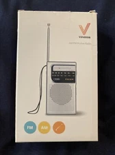Vondior AM/FM Battery Operated Portable Pocket Radio - Silver Compact Transistor