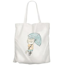 Sac en Tissu Chat Sous un Parapluie Peinture Eau Aquarelle Illustration