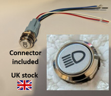 Chrom Fernlicht Verriegelung 12V 3A Drucktaster Schalter 16mm IP65 IK10 UK LAGER