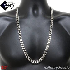 30"MEN's Stainless Steel HEAVY WIDE 9x4mm Silver Cuban Curb Chain Necklace*N140