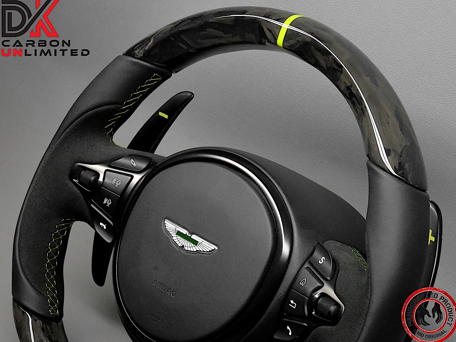 Aston Martin DBS DB11 Vantage AMR Green Ring Gloss Forged Carbon Steering Wheel