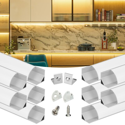 #ad Muzata 10Pack 6.6FT 2M V Shape LED Channel System with Milky White Cover V1SW $79.99